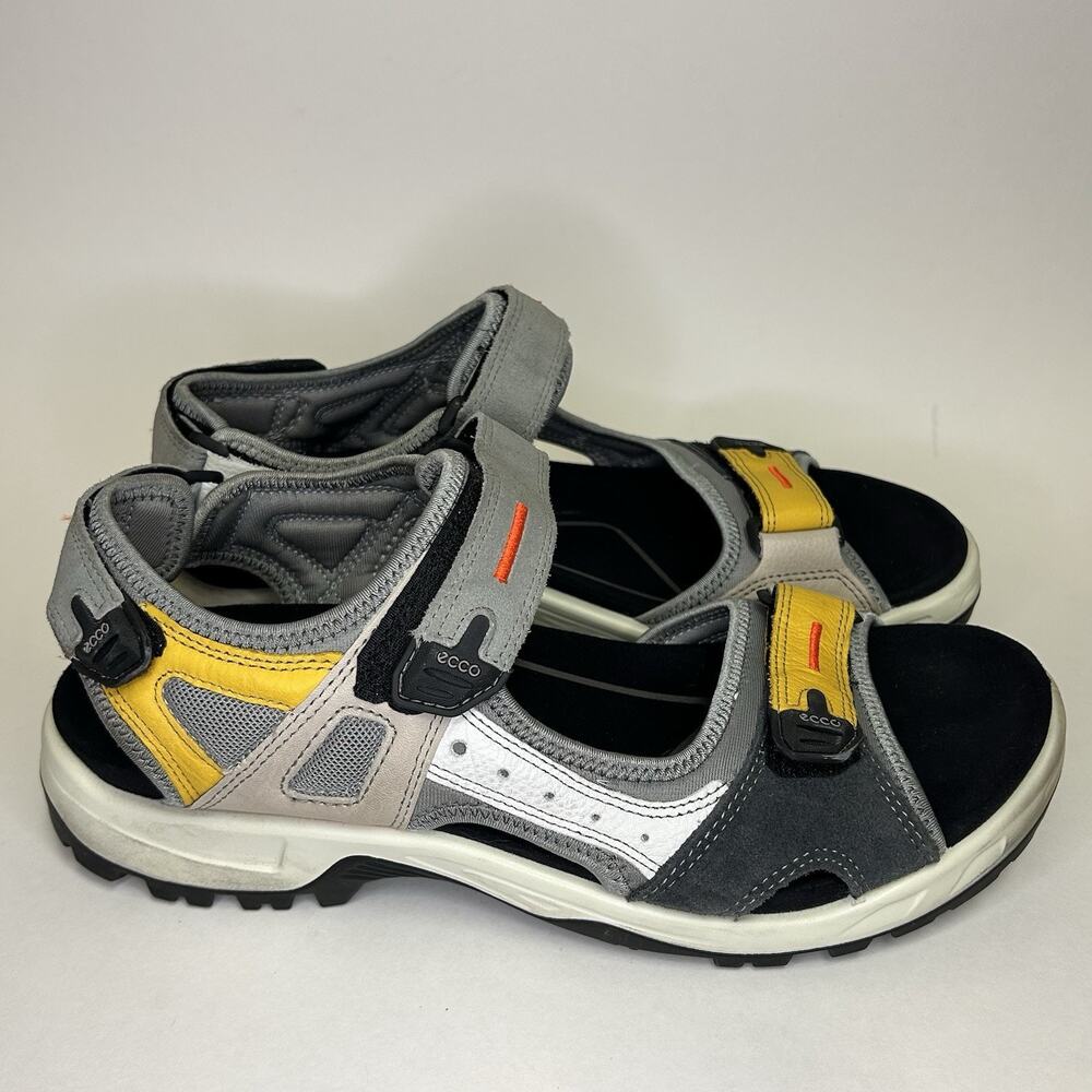 Ecco Offroad Yucatan Mens 11 Sandals Yellow Gray Hiking Sports Comfort Support